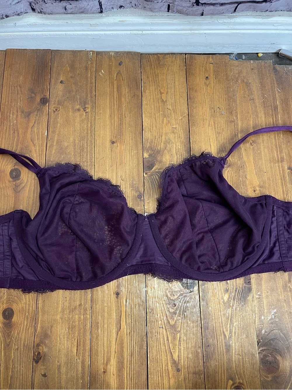 Cacique size 46DDD dark plum lace unlined full coverage bra